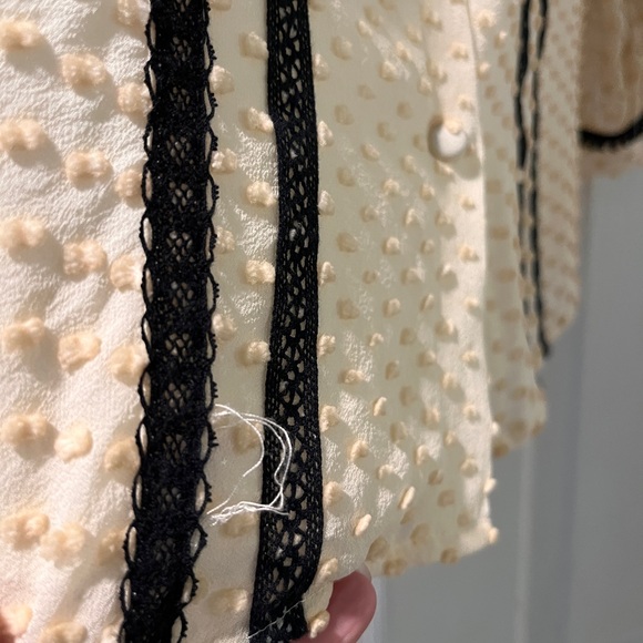 Womens J.CREW Ivory Black Lace Swiss Dot 3/4 Sleeve Tunic Top - Picture 5 of 5